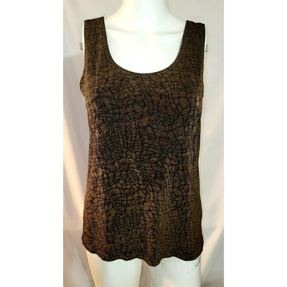 Chico's Travelers Brown Abstract Slinky Tank Top Size 1 or Small